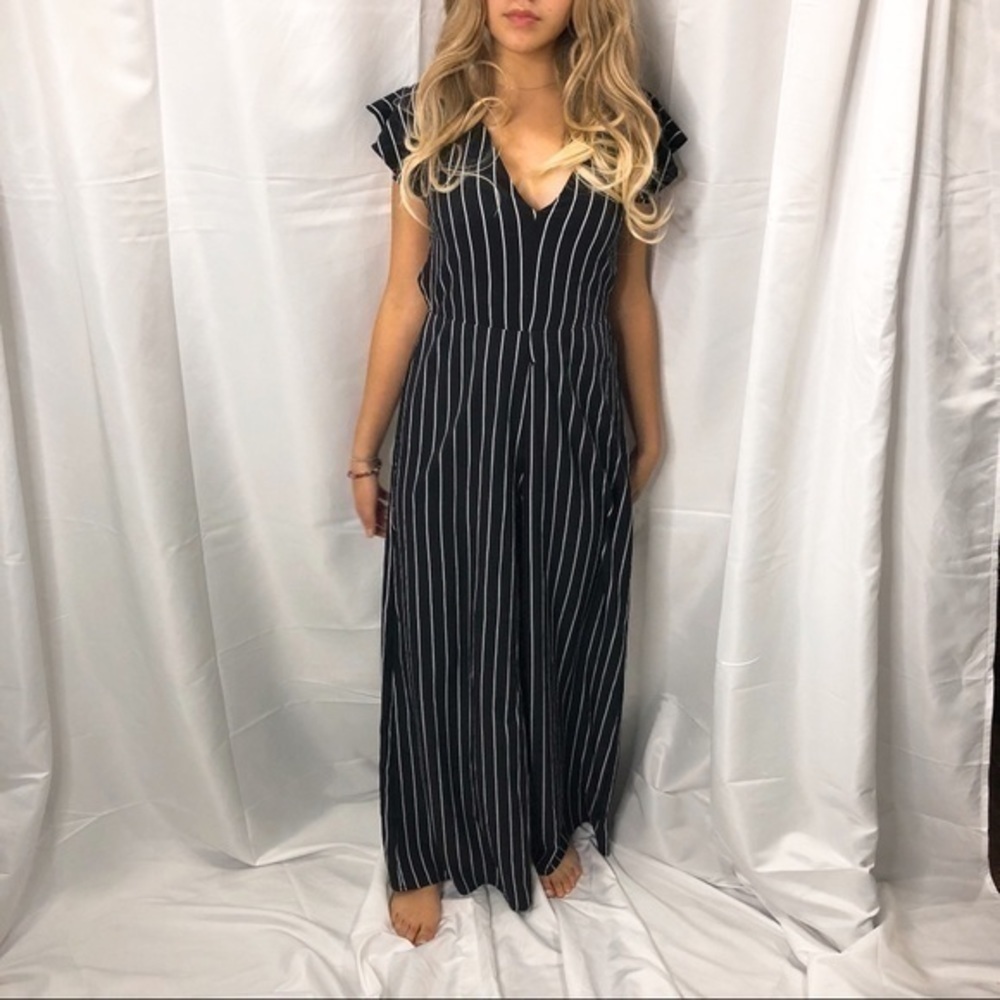 Stripped jumpsuit wide leg pants - Picture 2 of 12